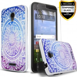 Circlemalls Hybrid Shockproof Samsung Galaxy J7 Aero Case/Galaxy J7 Crown/Galaxy J7 top/Galaxy J7 Refine Case, With[Screen Protector] 2-Piece Style Hard Cover And Touch Screen Pen-Bright Mandala Flower